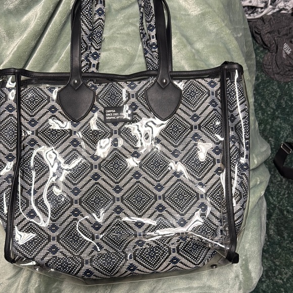 Caripisa Black and White and navy blue Tote Bag - Picture 1 of 5